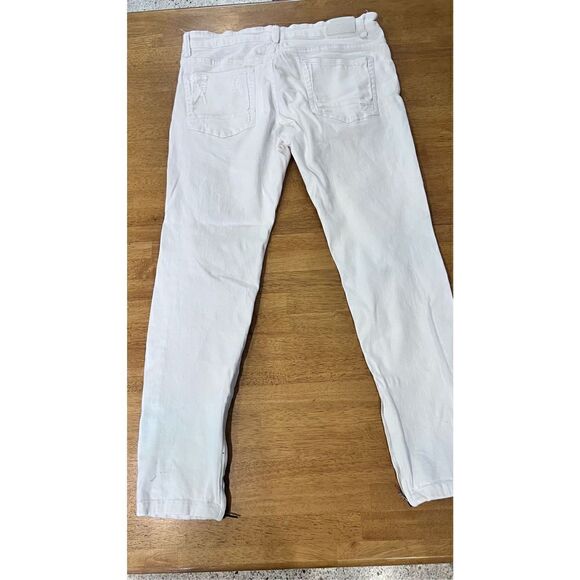KDNK Men's Ripped Ankle Zip Tapered Leg Skinny White Jeans Light Wash Size 36 - Picture 10 of 14